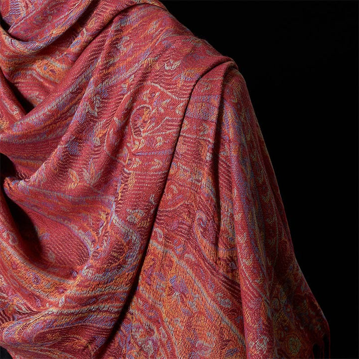 Bufanda chal suave con borlas y diseño geométrico de flores de anacardo, hojas y vides de Buddha Stones y piedras - image 8