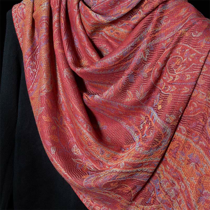 Bufanda chal suave con borlas y diseño geométrico de flores de anacardo, hojas y vides de Buddha Stones y piedras - image 9