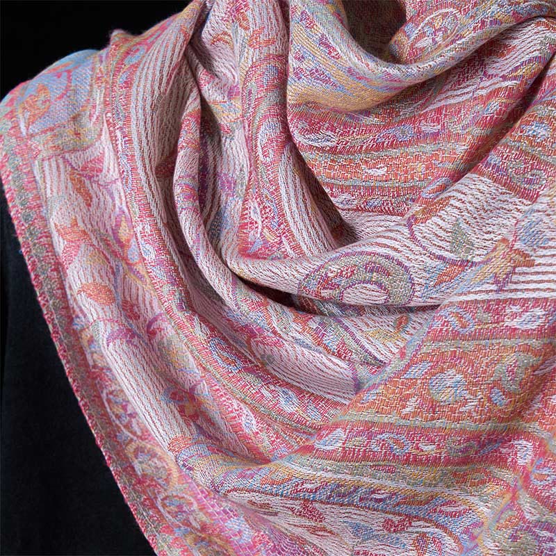 Bufanda chal suave con borlas y diseño geométrico de flores de anacardo, hojas y vides de Buddha Stones y piedras - image 19