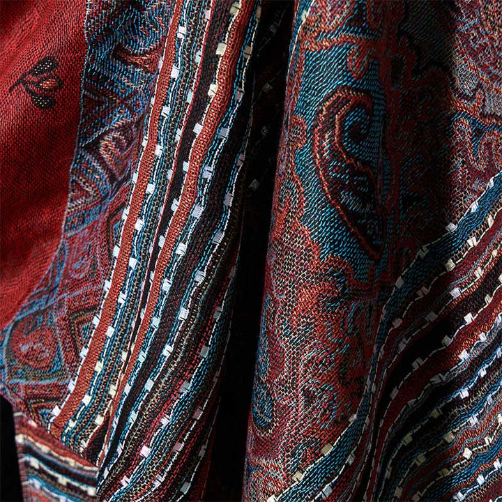 Bufanda chal suave con borlas y diseño geométrico de rayas y flores de anacardo de primavera con Buddha Stones - image 5