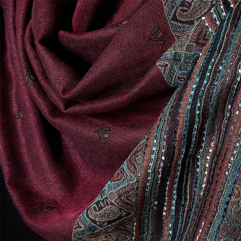 Bufanda chal suave con borlas y diseño geométrico de rayas y flores de anacardo de primavera con Buddha Stones - image 9