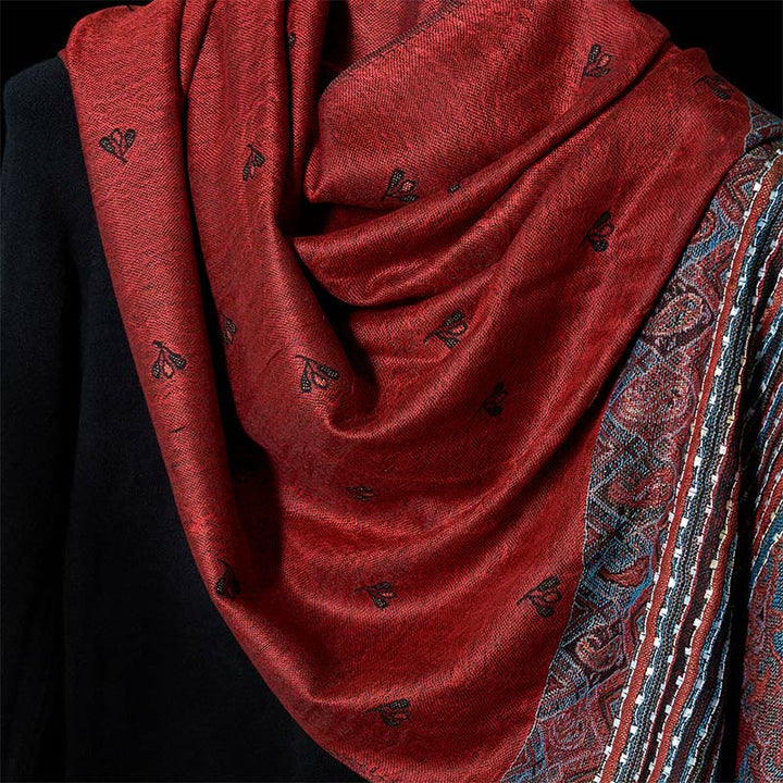 Bufanda chal suave con borlas y diseño geométrico de rayas y flores de anacardo de primavera con Buddha Stones - image 3