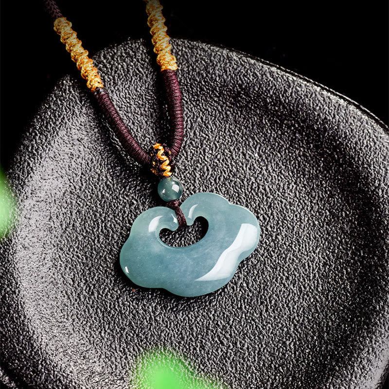 Collar con colgante de cuerda de jade Ruyi auspicioso con Buddha Stones - image 2