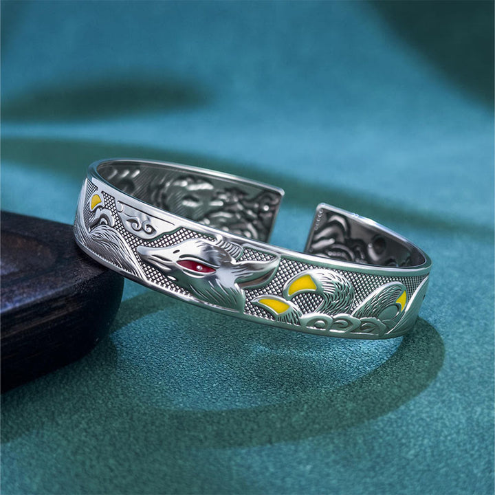 Pulsera ajustable abierta con protección de zorro de nueve colas y Buddha Stones de cobre - Zorro de nueve colas - image 0