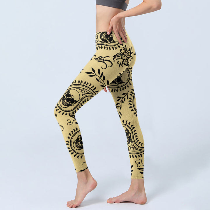 Leggings de yoga para mujer con diseño de calavera y cachemira de Buddha Stones - image 2
