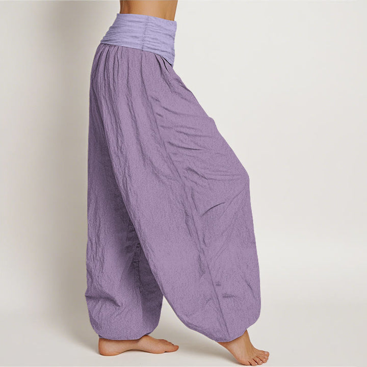 Pantalones harén de cintura elástica para mujer con estampado de ciruela y algodón puro Buddha Stones - image 2