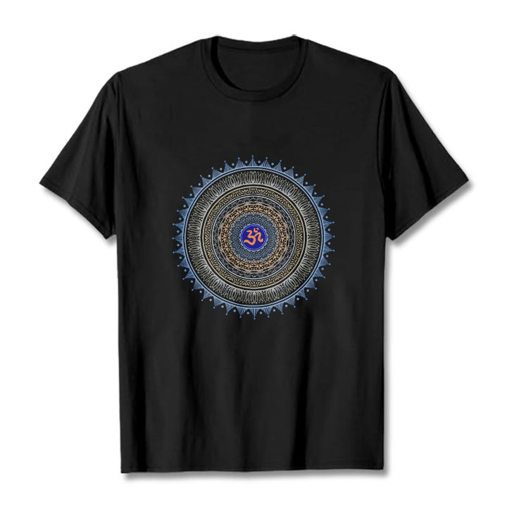 Camiseta con estampado OM de flor de mandala y Buddha Stones - Negro - 2XL - image 0