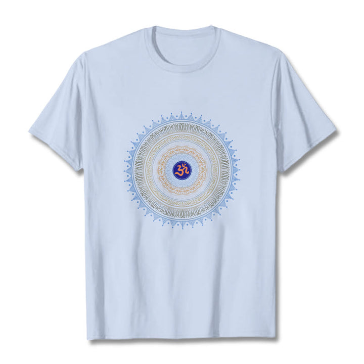 Camiseta con estampado OM de flor de mandala y Buddha Stones - Cian claro - 2XL - image 18