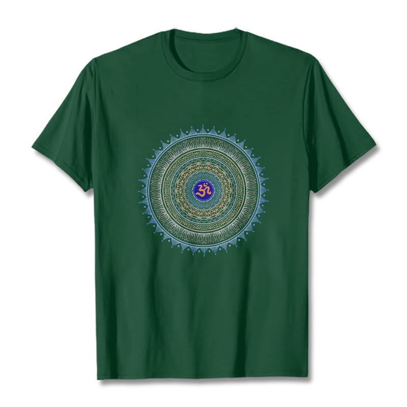 Camiseta con estampado OM de flor de mandala y Buddha Stones - Verde bosque - 2XL - image 5