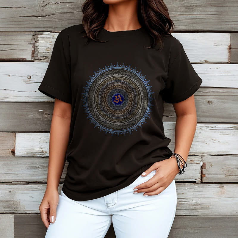 Camiseta con estampado OM de flor de mandala y Buddha Stones - image 3