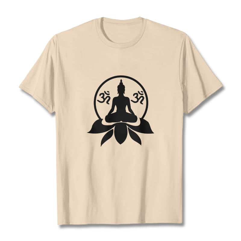 Camiseta con diseño de Buda sentado sobre una flor de loto, símbolo OM, mantras sánscritos y Buddha Stones de Buda - image 12