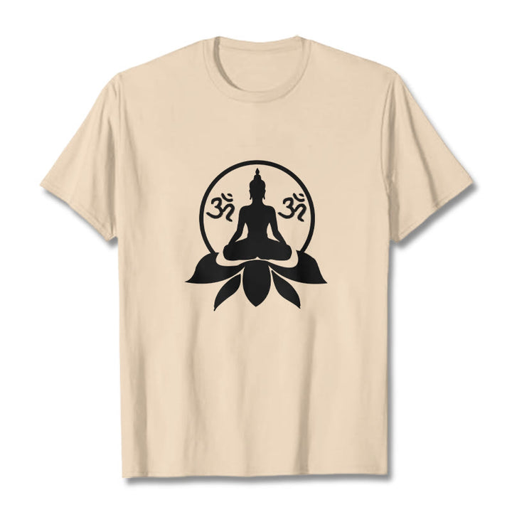 Camiseta con diseño de Buda sentado sobre una flor de loto, símbolo OM, mantras sánscritos y Buddha Stones de Buda - image 12