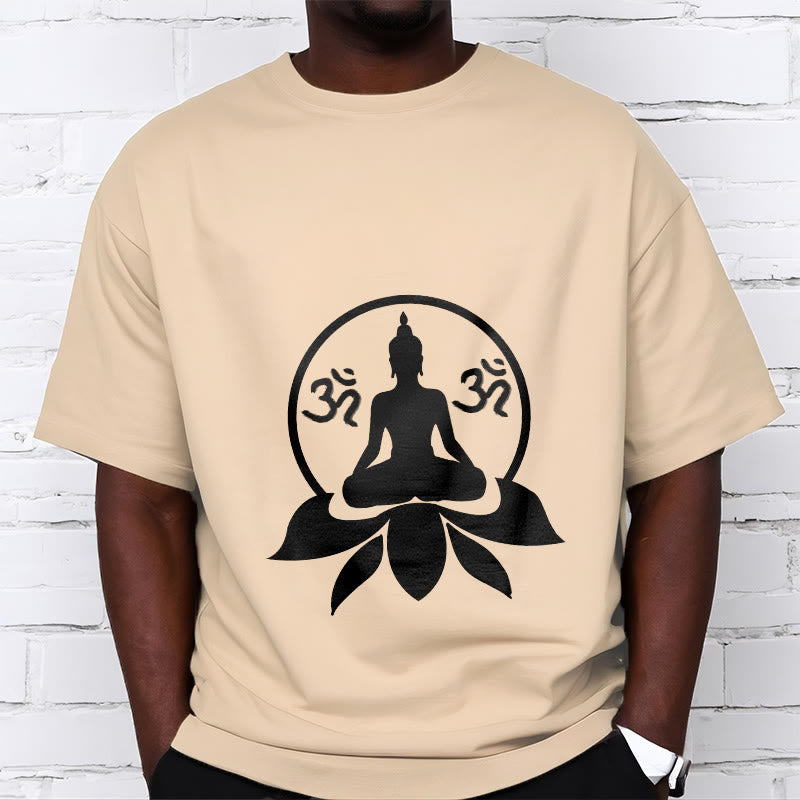 Camiseta con diseño de Buda sentado sobre una flor de loto, símbolo OM, mantras sánscritos y Buddha Stones de Buda - Sopa de mariscos - 2XL - image 11