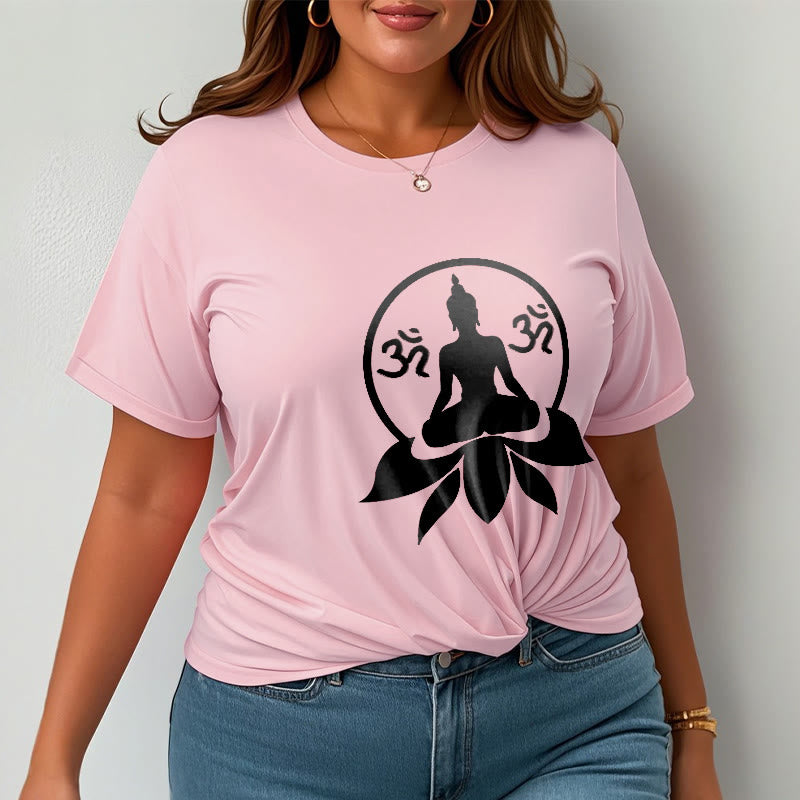 Camiseta con diseño de Buda sentado sobre una flor de loto, símbolo OM, mantras sánscritos y Buddha Stones de Buda - image 16
