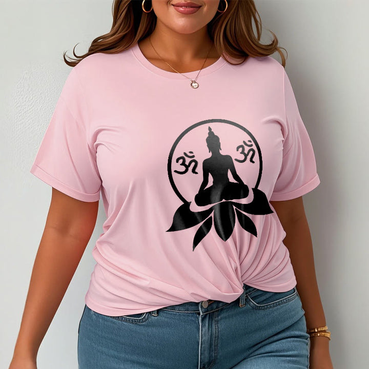 Camiseta con diseño de Buda sentado sobre una flor de loto, símbolo OM, mantras sánscritos y Buddha Stones de Buda - image 16