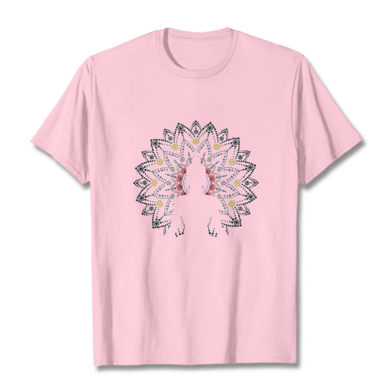 Camiseta con estampado de Buda sereno sentado y flor de mandala con Buddha Stones de Buda - rosa claro - 2XL - image 14