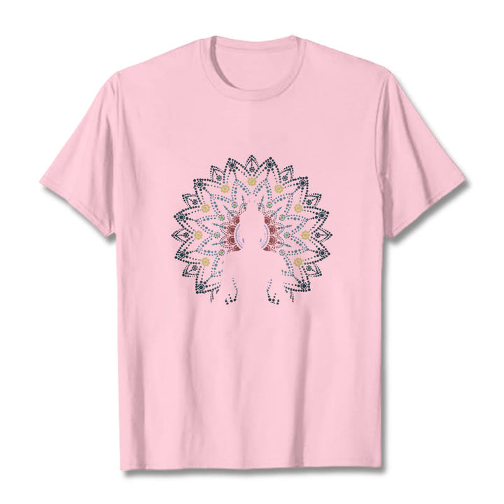 Camiseta con estampado de Buda sereno sentado y flor de mandala con Buddha Stones de Buda - rosa claro - 2XL - image 14