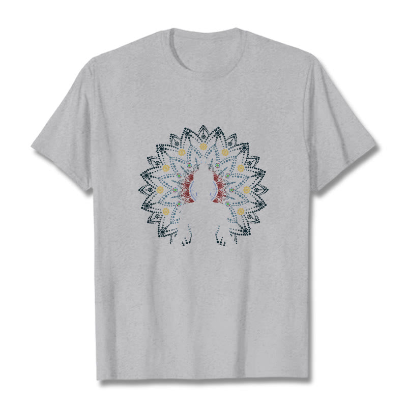 Camiseta con estampado de Buda sereno sentado y flor de mandala con Buddha Stones de Buda - Gris claro - 2XL - image 19