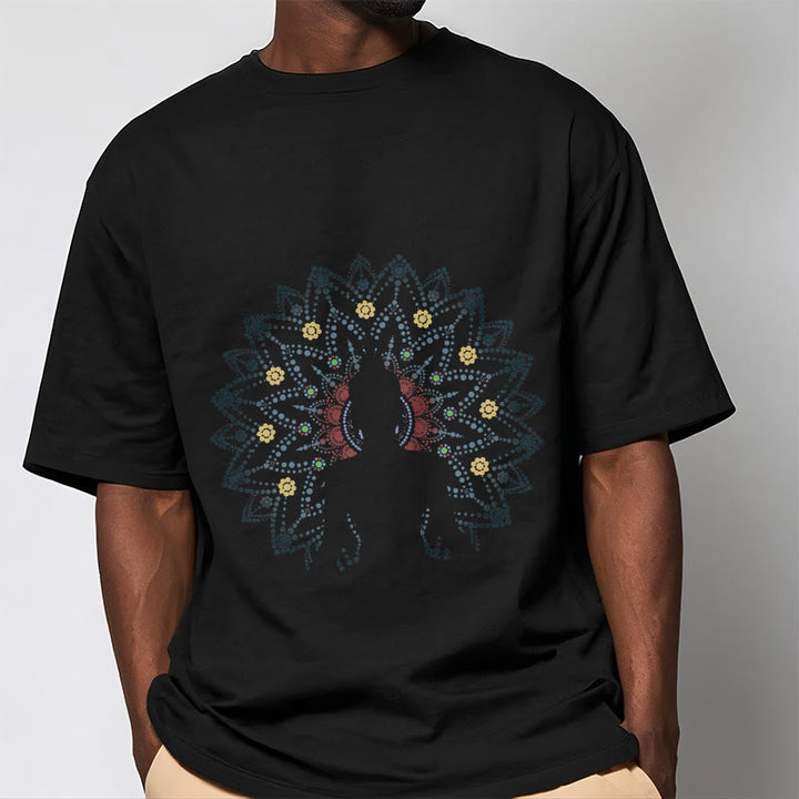 Camiseta con estampado de Buda sereno sentado y flor de mandala con Buddha Stones de Buda - image 7