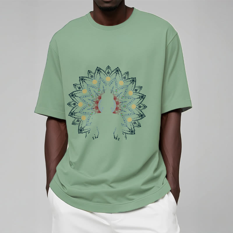 Camiseta con estampado de Buda sereno sentado y flor de mandala con Buddha Stones de Buda - image 5