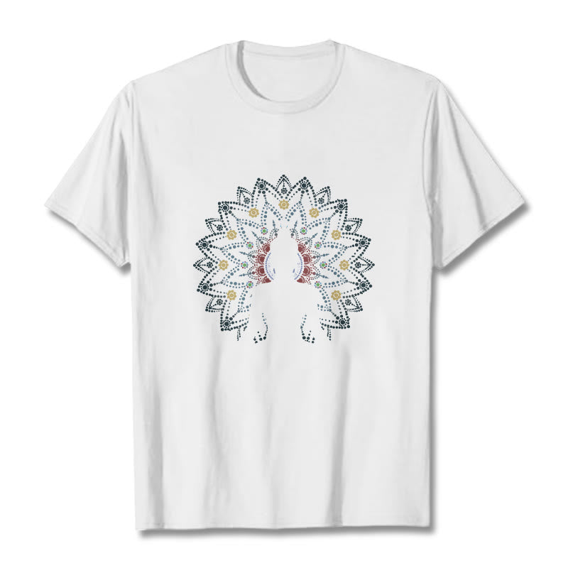 Camiseta con estampado de Buda sereno sentado y flor de mandala con Buddha Stones de Buda - Blanco - 2XL - image 0