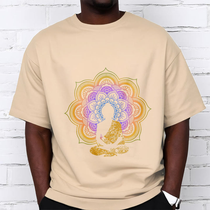Camiseta con estampado de Buda sentado, flor y mandala multicolor con Buddha Stones de Buda - image 11