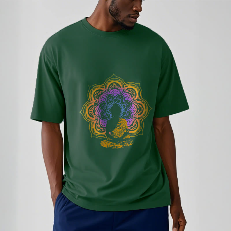 Camiseta con estampado de Buda sentado, flor y mandala multicolor con Buddha Stones de Buda - image 13