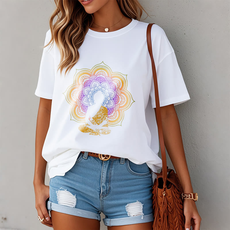 Camiseta con estampado de Buda sentado, flor y mandala multicolor con Buddha Stones de Buda - image 7