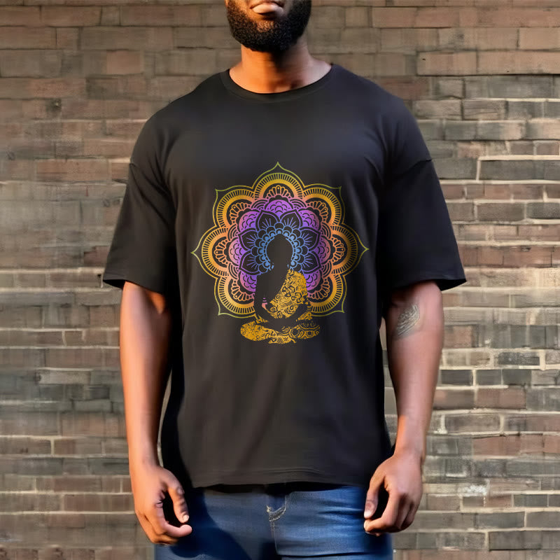 Camiseta con estampado de Buda sentado, flor y mandala multicolor con Buddha Stones de Buda - image 2