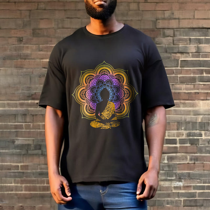 Camiseta con estampado de Buda sentado, flor y mandala multicolor con Buddha Stones de Buda - image 2