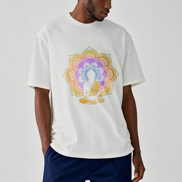 Camiseta con estampado de Buda sentado, flor y mandala multicolor con Buddha Stones de Buda - image 6