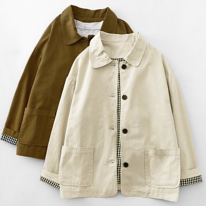 Chaqueta de algodón con diseño de patchwork y bolsillos para mujer de Buddha Stones Commute - image 14