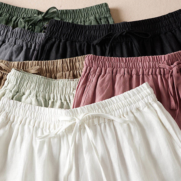 Pantalones harem de verano con bordado de flores pequeñas y Buddha Stones, con bolsillos. - image 2