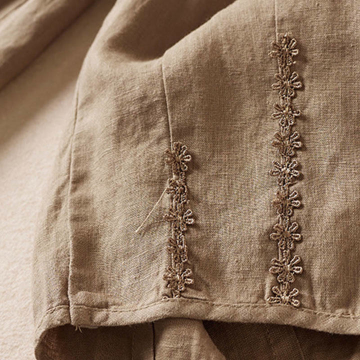 Pantalones harem de verano con bordado de flores pequeñas y Buddha Stones, con bolsillos. - image 4