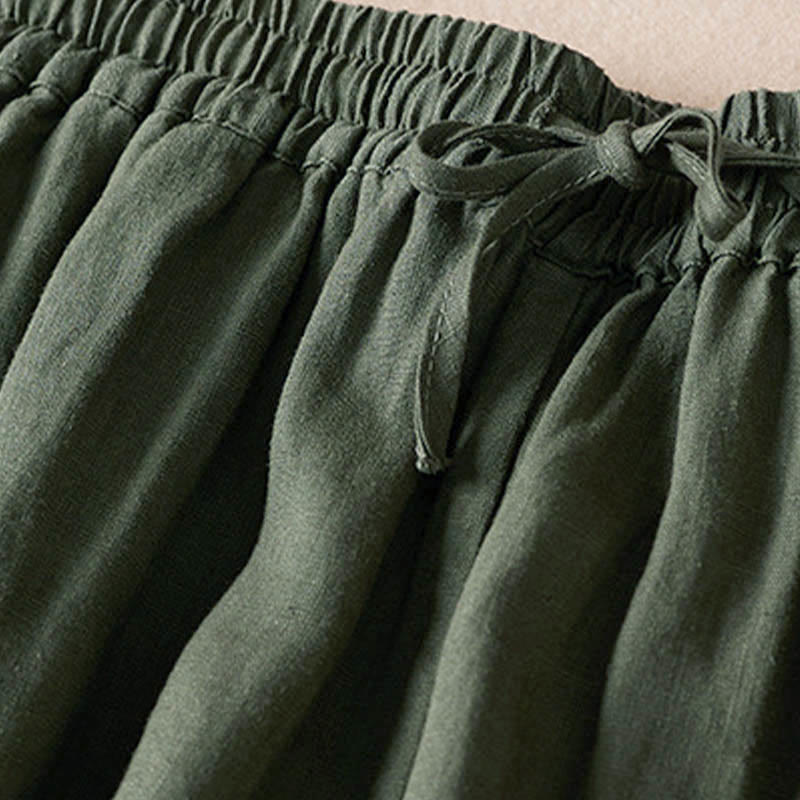 Pantalones harem de verano con bordado de flores pequeñas y Buddha Stones, con bolsillos. - image 31
