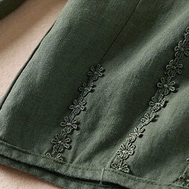 Pantalones harem de verano con bordado de flores pequeñas y Buddha Stones, con bolsillos. - image 32