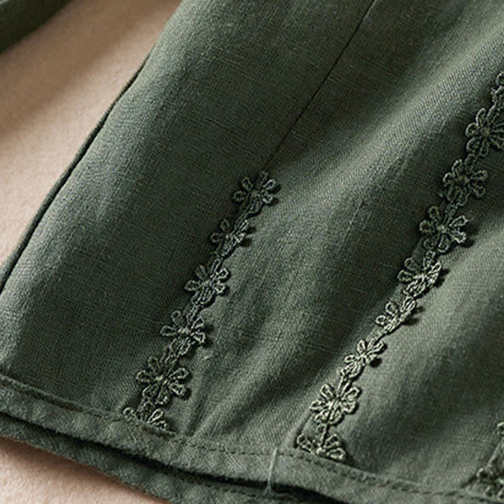 Pantalones harem de verano con bordado de flores pequeñas y Buddha Stones, con bolsillos. - image 32