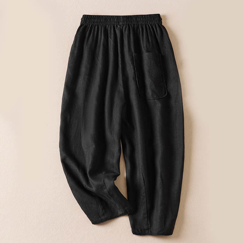 Pantalones harem de verano con bordado de flores pequeñas y Buddha Stones, con bolsillos. - image 37