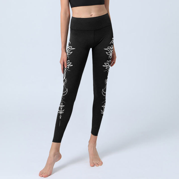 Leggings de yoga para mujer con estampado de media luna y Buddha Stones - image 5