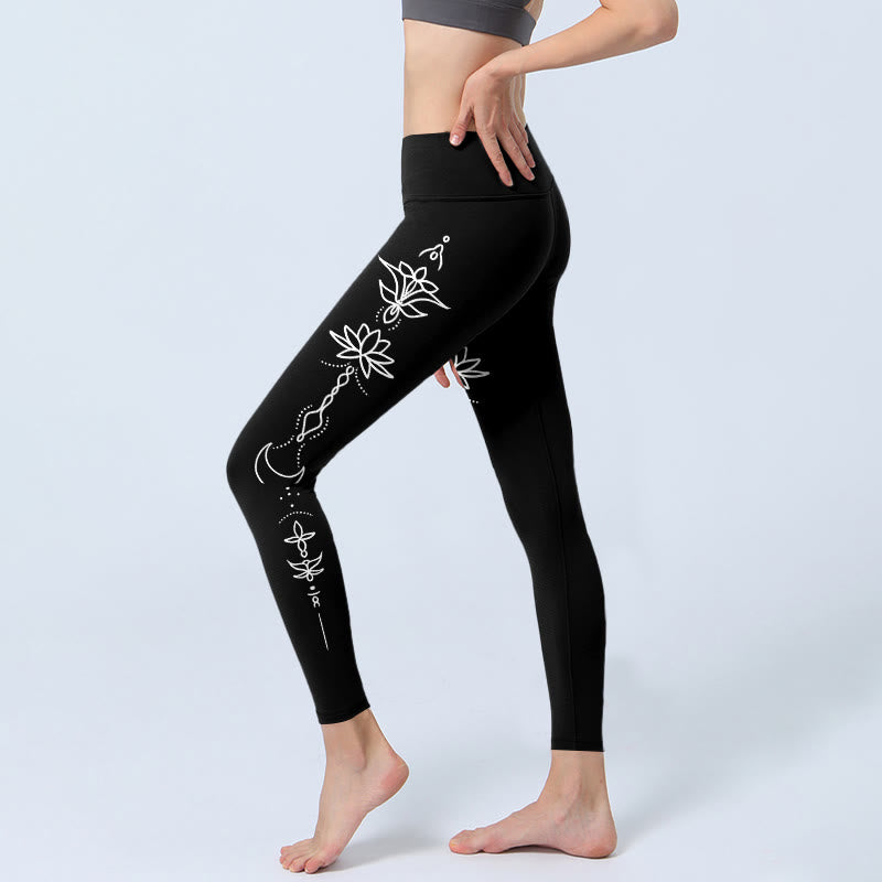 Leggings de yoga para mujer con estampado de media luna y Buddha Stones - image 2