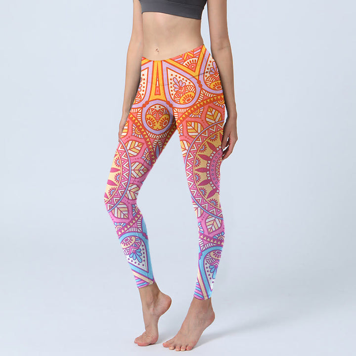 Leggings de yoga para mujer con estampado de mandala colorido y Buddha Stones - Tomate - US18，UK/AU22，EU50 (4XL) - image 0
