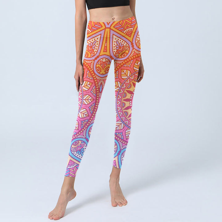 Leggings de yoga para mujer con estampado de mandala colorido y Buddha Stones - image 5