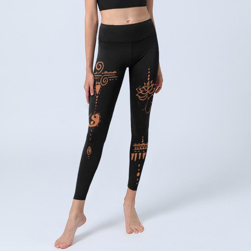 Leggings de yoga para mujer con diseño de espiral de loto y Buddha Stones - image 5
