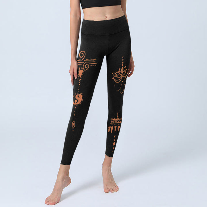 Leggings de yoga para mujer con diseño de espiral de loto y Buddha Stones - image 5