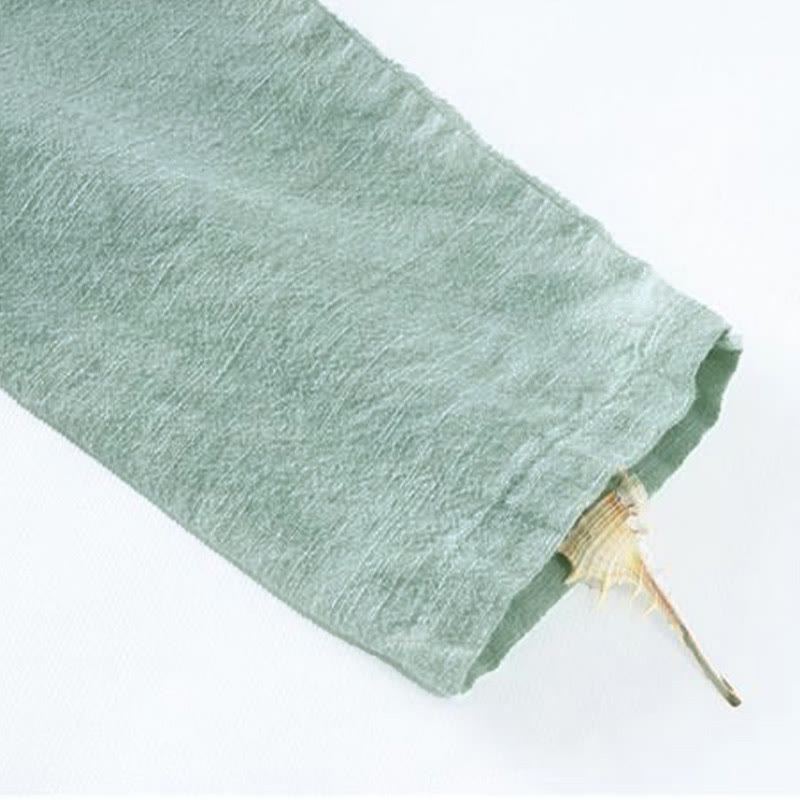 Ropa de lino holgada con botones y cuello oblicuo con Buddha Stones - image 8