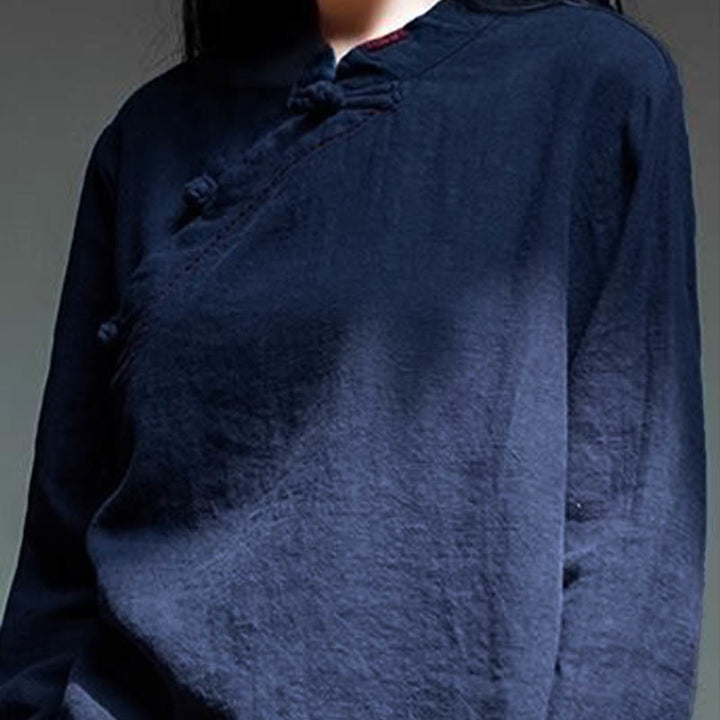 Ropa de lino holgada con botones y cuello oblicuo con Buddha Stones - image 18