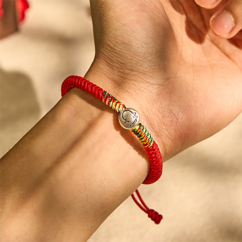 Pulsera trenzada de hilo rojo con Buddha Stones en plata de ley 999, año del caballo y zodiaco chino. - image 4