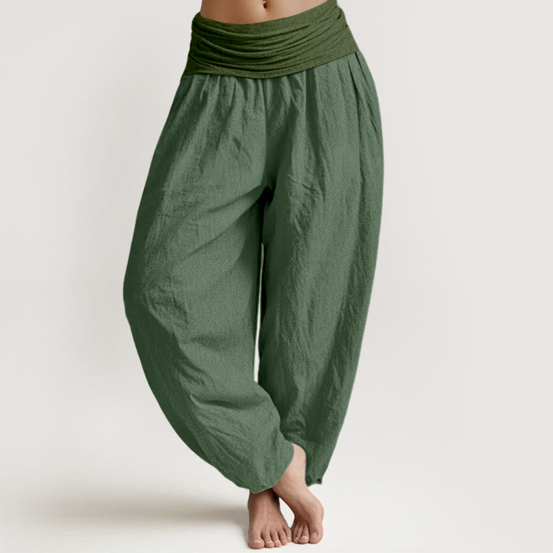Pantalones harén de algodón puro con cintura elástica para mujer Buddha Stones SeaGreen - Verdemar - US22，UK/AU26，EU54 (6XL) - image 0