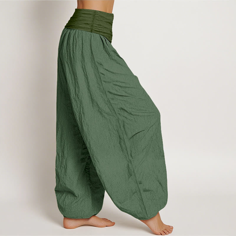 Pantalones harén de algodón puro con cintura elástica para mujer Buddha Stones SeaGreen - image 2