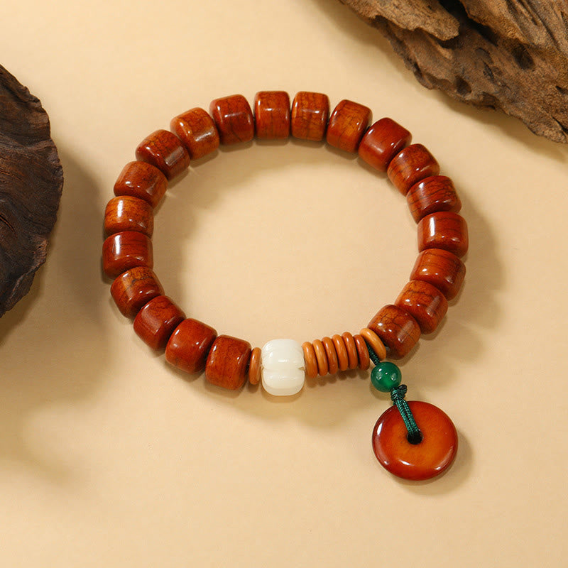 Pulsera de iluminación con diseño de hebilla de paz de loto y cuentas de Buddha Stones - Cuentas de hueso y hebilla de la paz (circunferencia de la muñeca: 15 cm-16 cm) - image 0